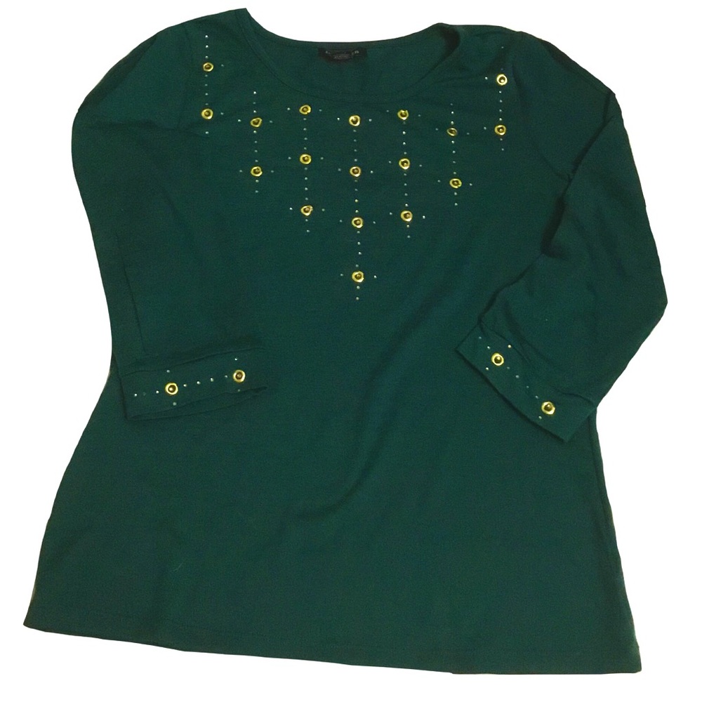 BYdesign 3/4 Sleeve Green Blouse - like new